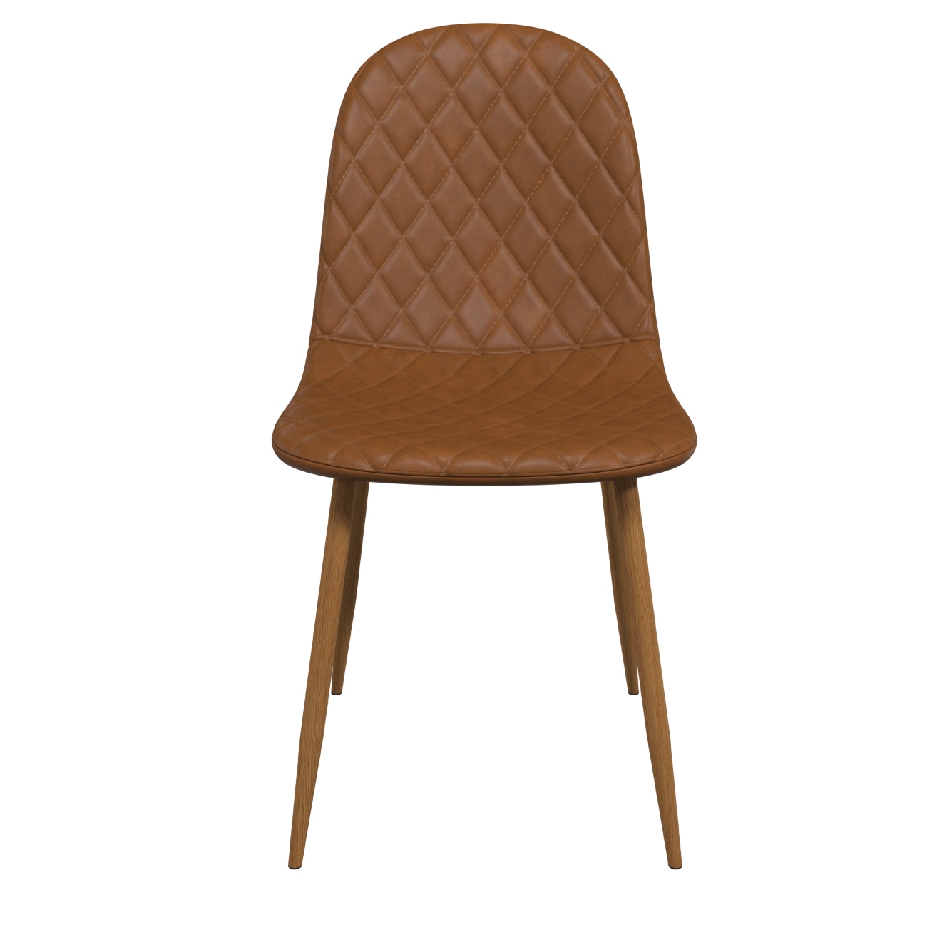 Foto 2 pulgar | Silla De Comedor Café Con Asiento Y Respaldo En Tela De Cuero Sintético. Estructura De Metal Y Patas Efecto Madera