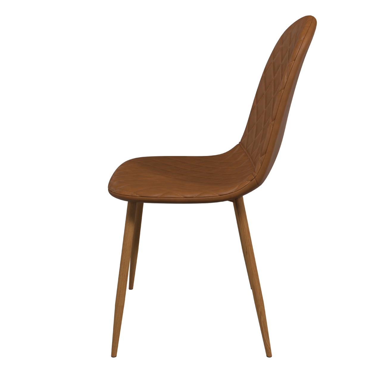Foto 3 pulgar | Silla De Comedor Café Con Asiento Y Respaldo En Tela De Cuero Sintético. Estructura De Metal Y Patas Efecto Madera
