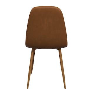 Foto 3 | Silla De Comedor Café Con Asiento Y Respaldo En Tela De Cuero Sintético. Estructura De Metal Y Patas Efecto Madera