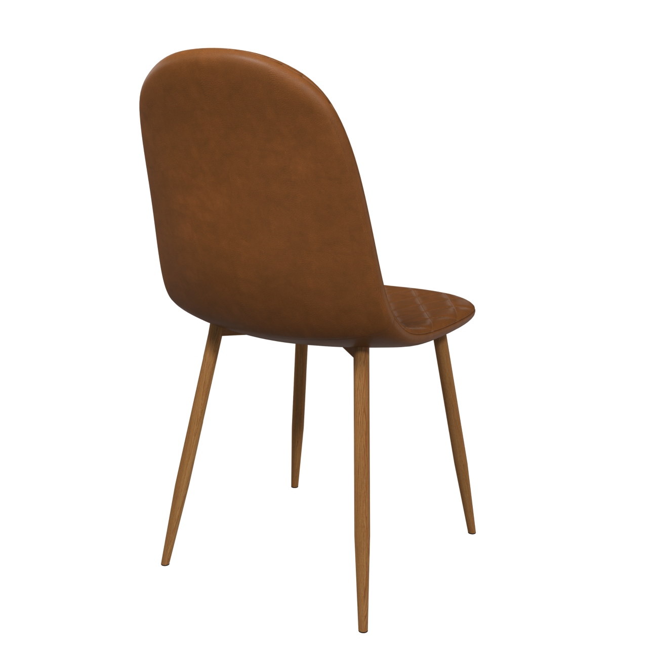 Foto 5 pulgar | Silla De Comedor Café Con Asiento Y Respaldo En Tela De Cuero Sintético. Estructura De Metal Y Patas Efecto Madera