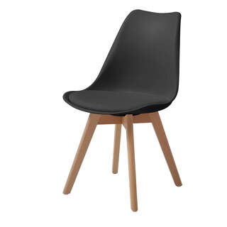 Foto 2 | Silla De Comedor Con Asiento Acolchado En Vinipiel Negro Y Patas De Madera De Haya