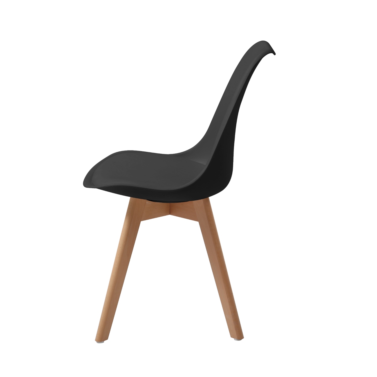 Foto 4 pulgar | Silla De Comedor Con Asiento Acolchado En Vinipiel Negro Y Patas De Madera De Haya