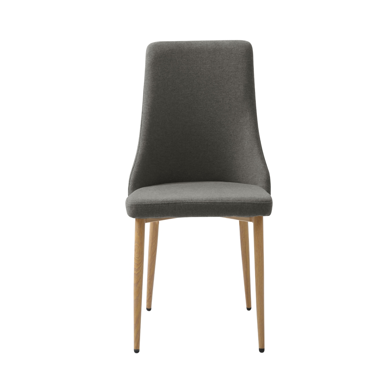 Silla De Comedor Con Asiento Acolchado Tapizado En Tela Gris Obscuro Con Patas De Metal Efecto Madera