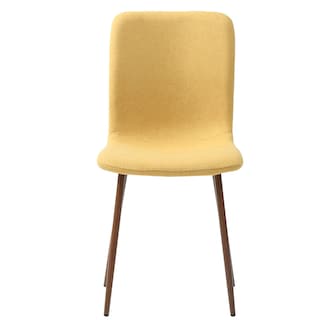 Foto 1 | Silla De Comedor Mostaza Con Patas De Metal Efecto Madera, Tapizada Con Tela Lino Y Estructura De Metal