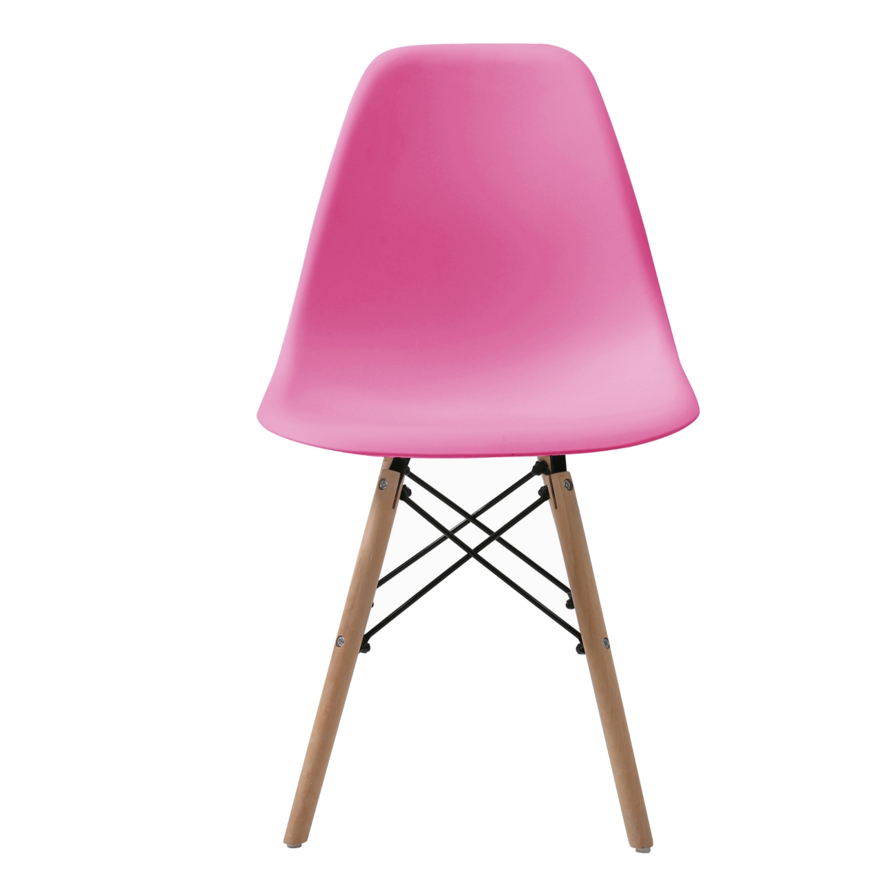 Silla De Comedor Rosa Con Patas De Madera De Haya Y Soporte De Metal