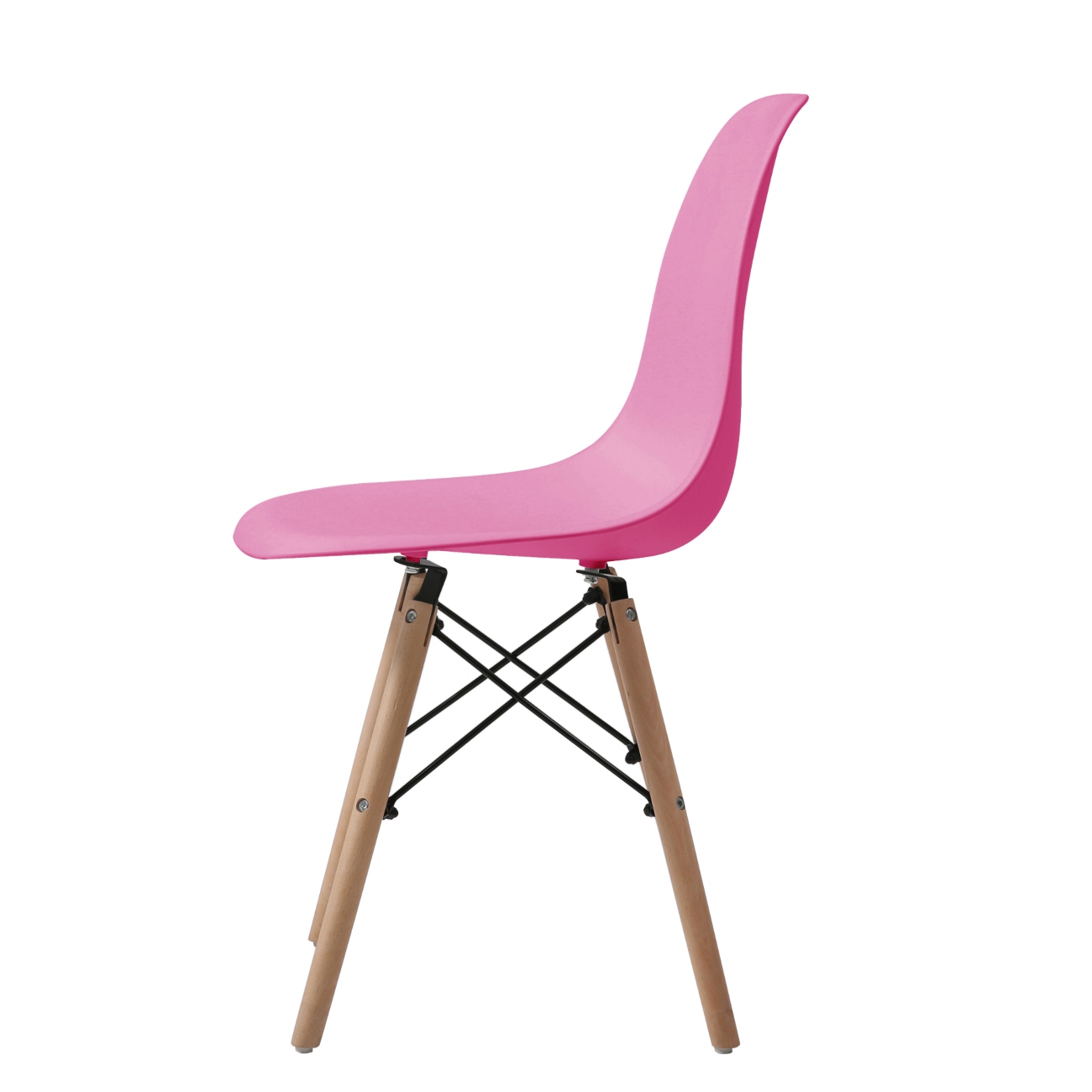 Foto 4 pulgar | Silla De Comedor Rosa Con Patas De Madera De Haya Y Soporte De Metal