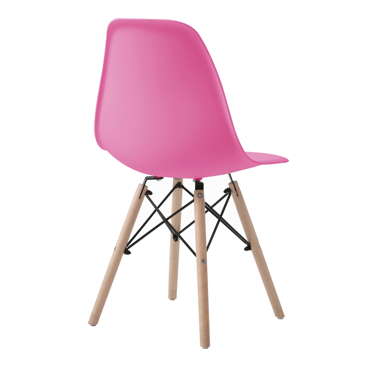 Foto 5 pulgar | Silla De Comedor Rosa Con Patas De Madera De Haya Y Soporte De Metal