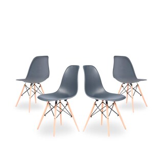 Foto 1 | Set De 4 Sillas Para Comedor Color Gris Con Patas De Madera De Haya Y Soporte De Metal