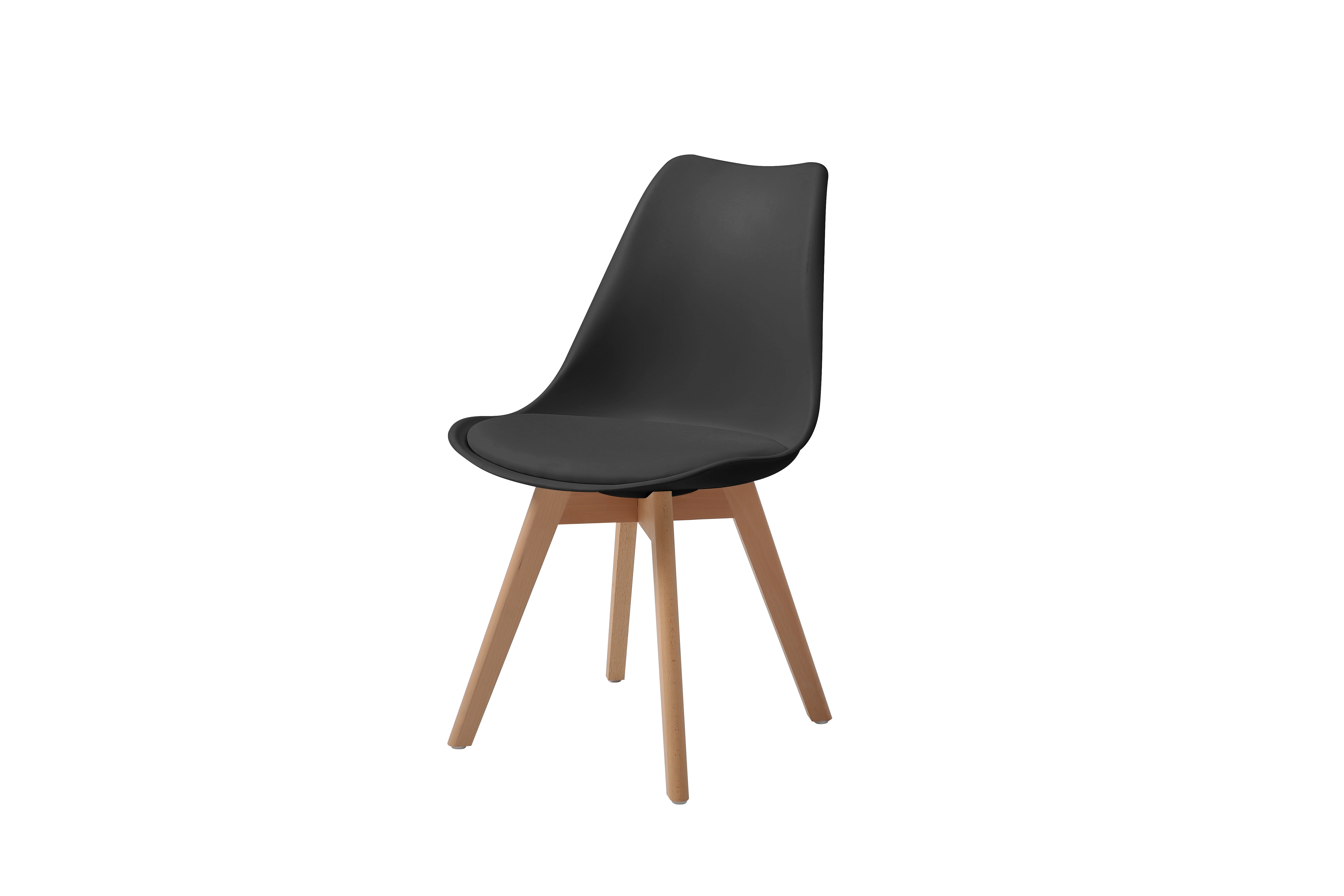 Foto 4 pulgar | Set De 4 Sillas Para Comedor Con Asiento Acolchado En Vinipiel Color Negro Con Patas De Madera De Haya