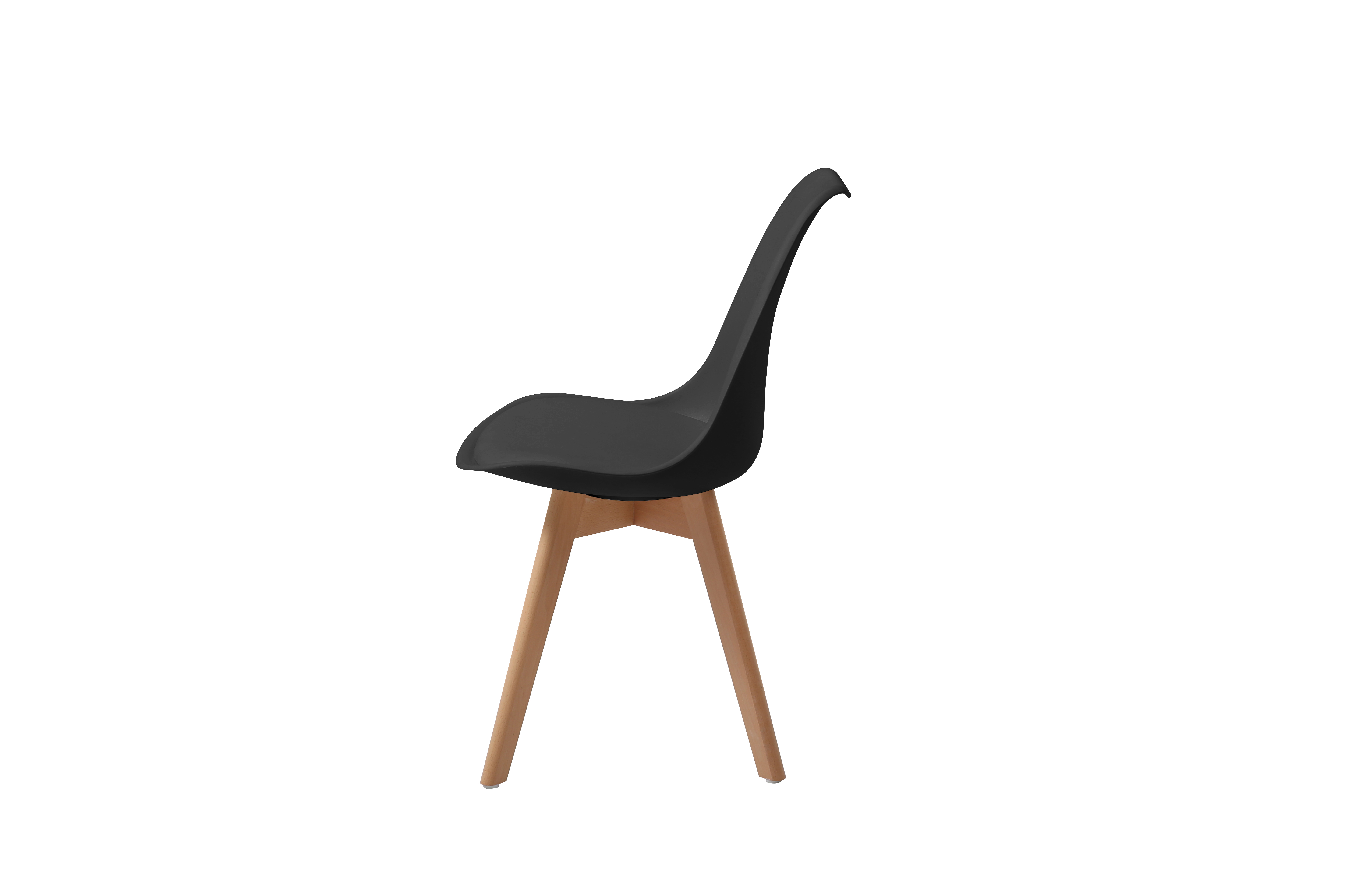 Foto 5 pulgar | Set De 4 Sillas Para Comedor Con Asiento Acolchado En Vinipiel Color Negro Con Patas De Madera De Haya