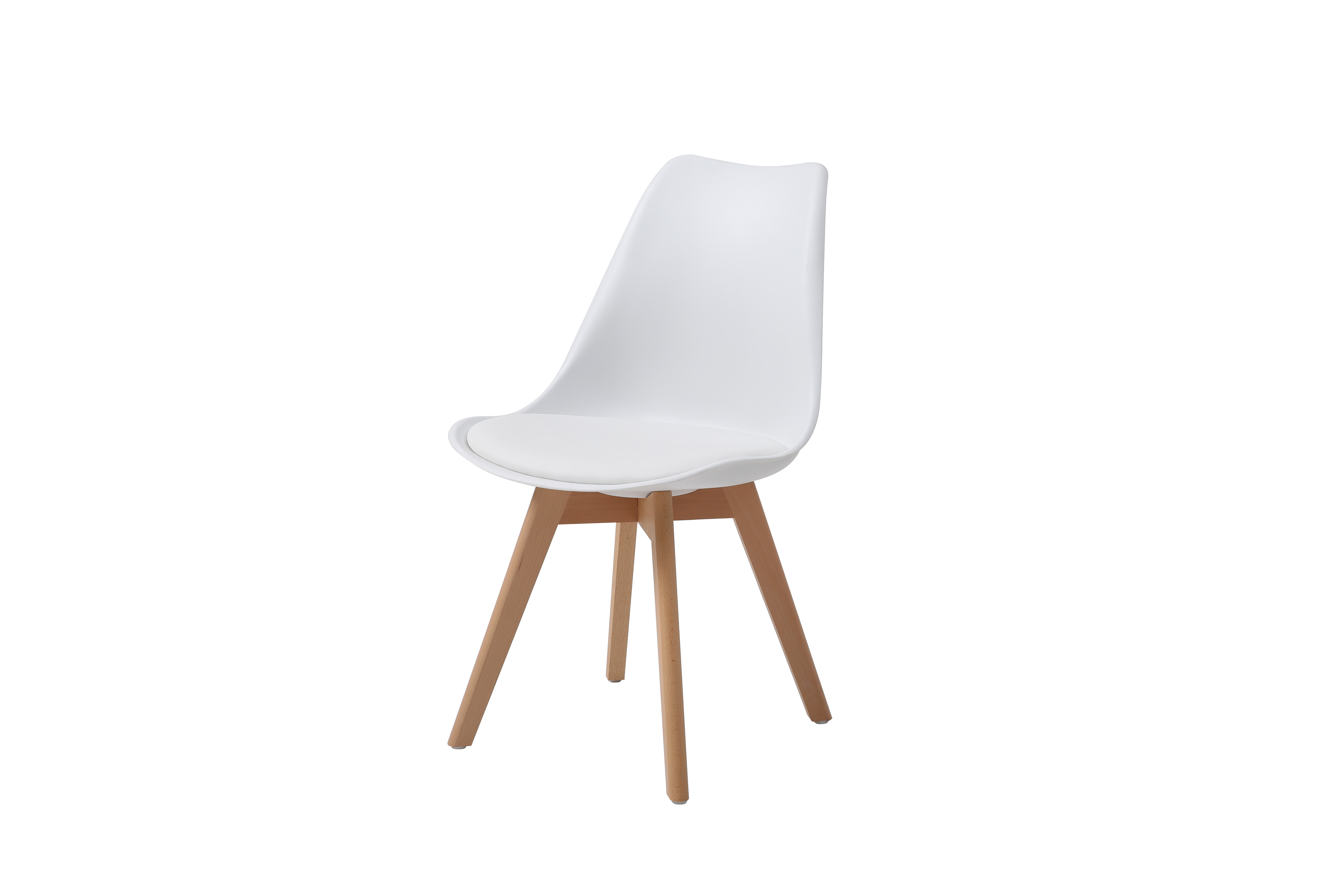 Foto 4 pulgar | Set De 4 Sillas Para Comedor Con Asiento Acolchado En Vinipiel Color Blanco Con Patas De Madera De Haya