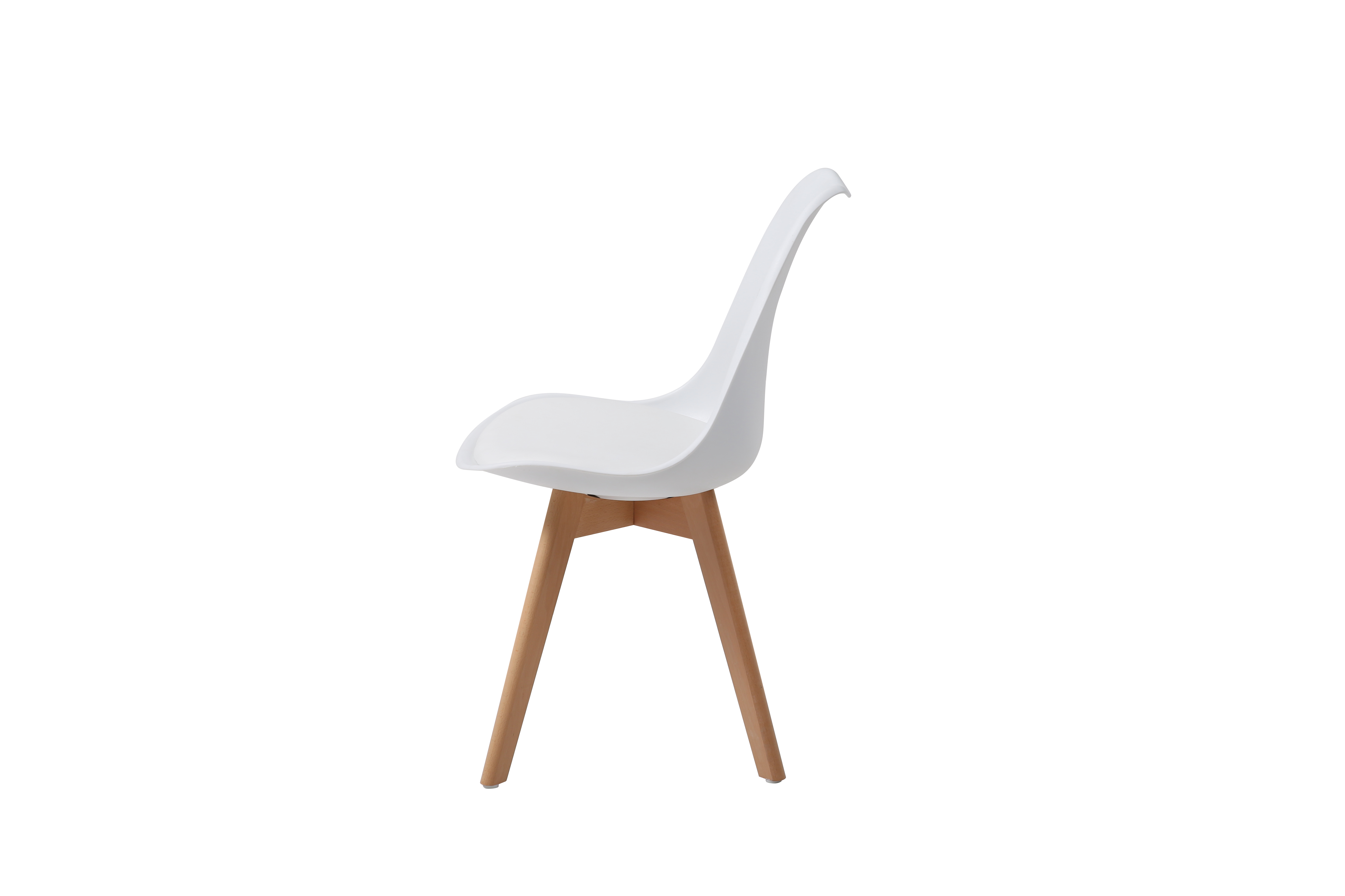 Foto 5 pulgar | Set De 4 Sillas Para Comedor Con Asiento Acolchado En Vinipiel Color Blanco Con Patas De Madera De Haya