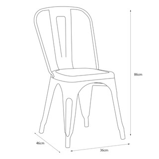 Foto 5 | Silla De Comedor Retro Negra De Metal Galvanizado