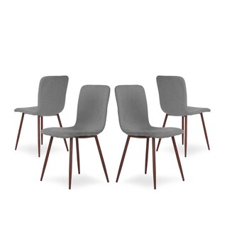 Foto 1 | Set De 4 Sillas Para Comedor Color Gris Con Patas De Metal Efecto Madera, Tapizadas Con Tela De Lino Y Estructura De M