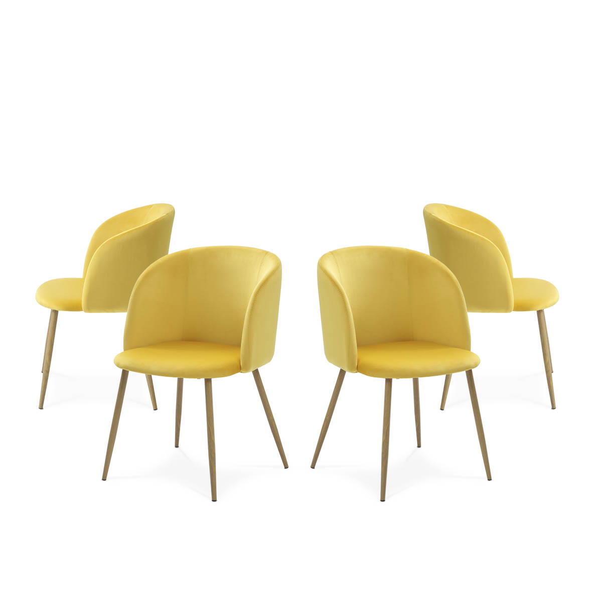 Foto 1 | Set De 4 Sillas Para Comedor Con Asiento Y Respaldo En Terciopelo Mostaza Con Estructura De Metal Y Patas Ilusión Mader