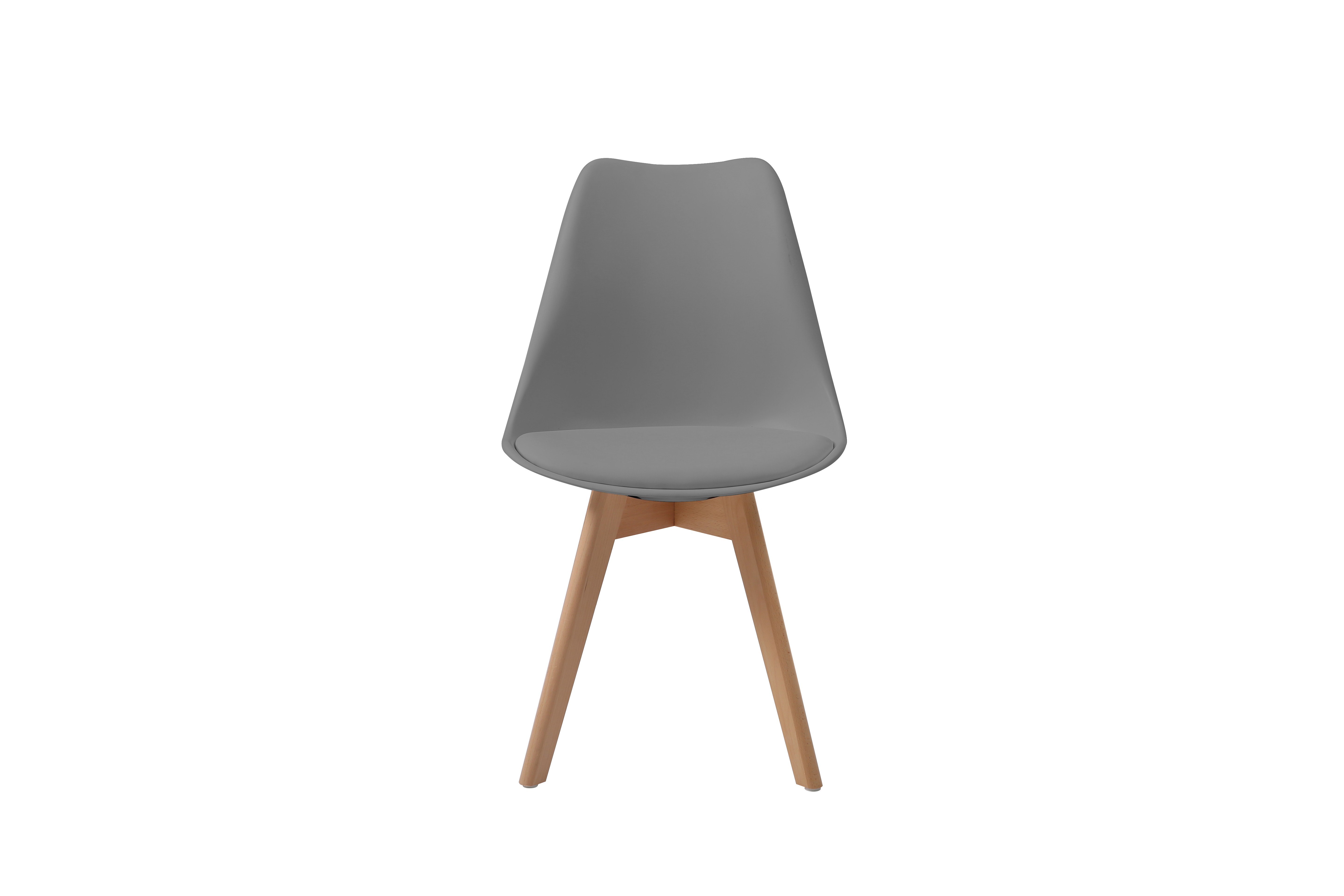 Foto 4 pulgar | Set De 4 Sillas Para Comedor Con Asiento Acolchado En Vinipiel Color Gris Con Patas De Madera De Haya