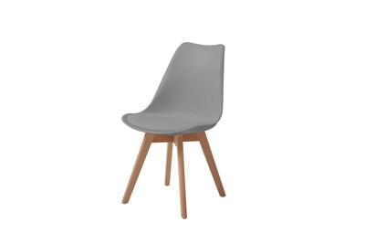 Foto 4 | Set De 4 Sillas Para Comedor Con Asiento Acolchado En Vinipiel Color Gris Con Patas De Madera De Haya