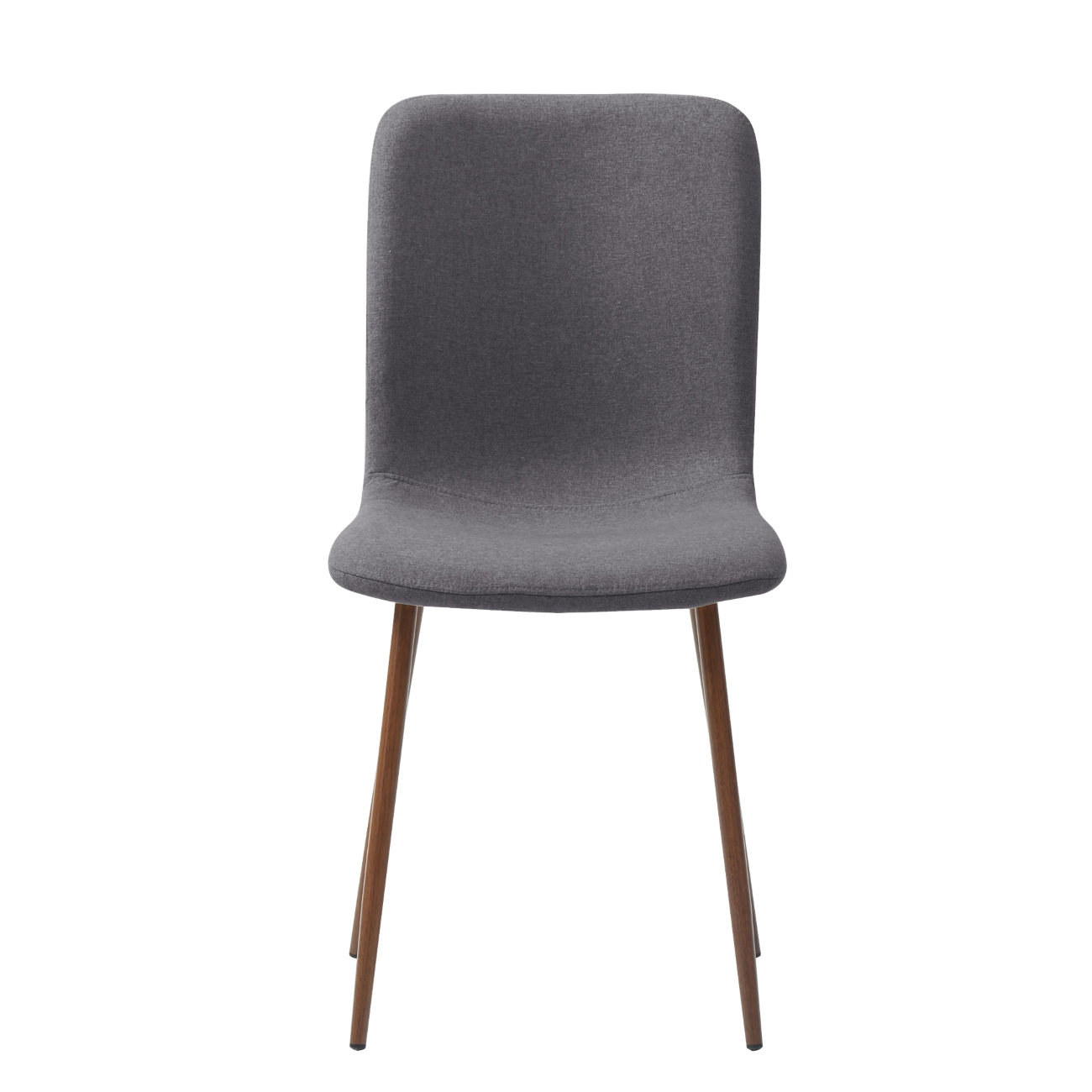 Silla De Comedor Gris Obscuro Con Patas De Metal Efecto Madera, Tapizada Con Tela Lino Y Estructura De Metal