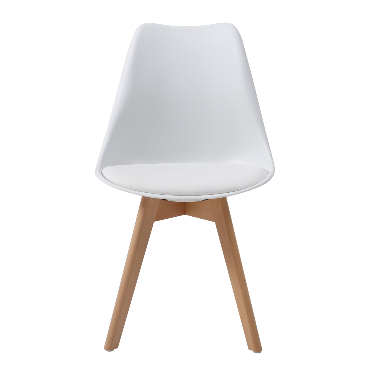 Foto 2 pulgar | Silla De Comedor Con Asiento Acolchado En Vinipiel Blanco Y Patas De Madera De Haya