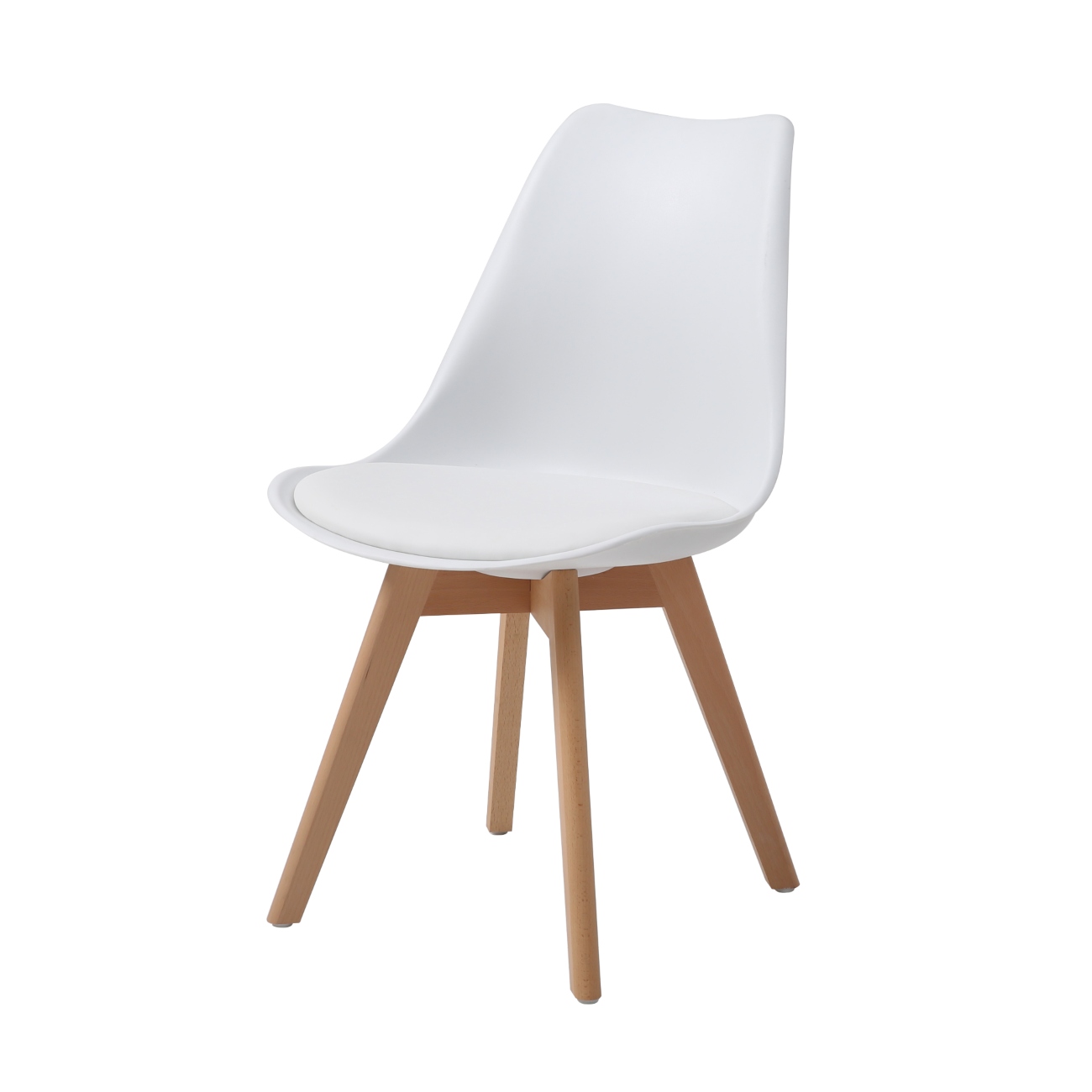 Foto 3 pulgar | Silla De Comedor Con Asiento Acolchado En Vinipiel Blanco Y Patas De Madera De Haya