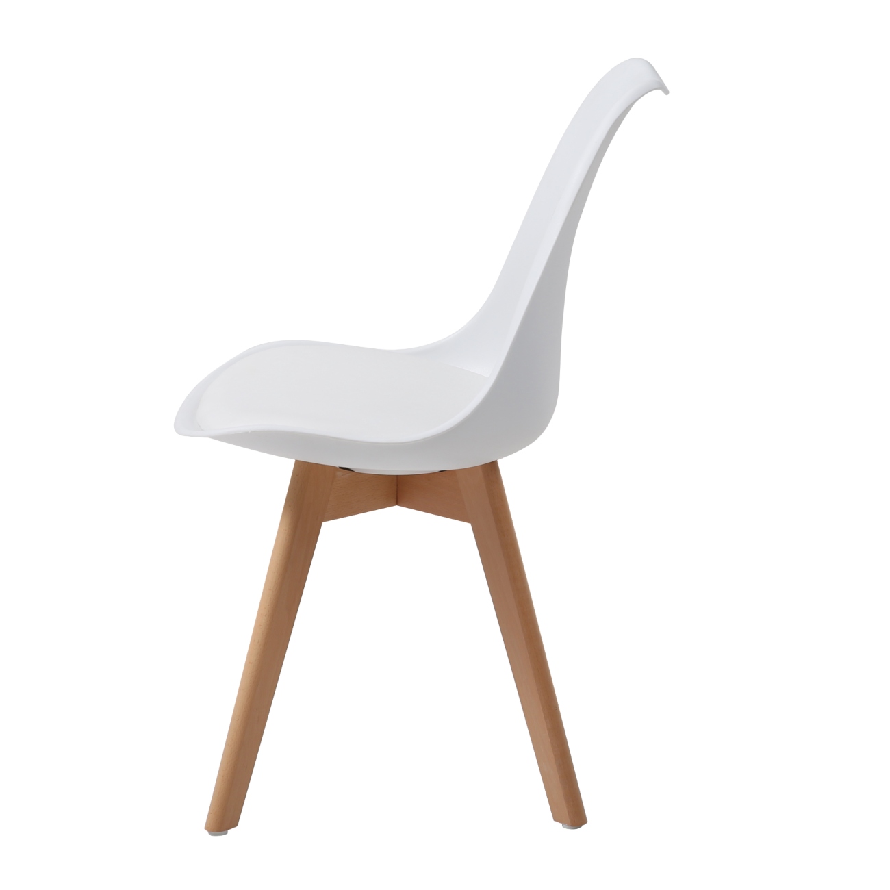 Foto 4 pulgar | Silla De Comedor Con Asiento Acolchado En Vinipiel Blanco Y Patas De Madera De Haya