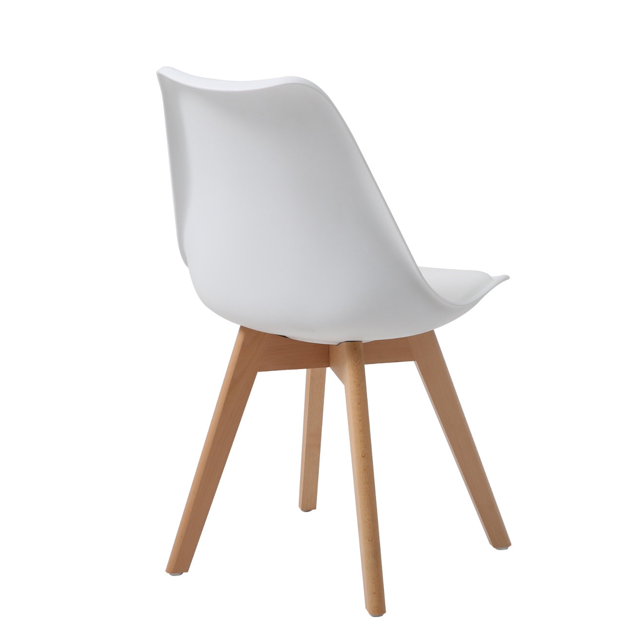 Foto 5 pulgar | Silla De Comedor Con Asiento Acolchado En Vinipiel Blanco Y Patas De Madera De Haya