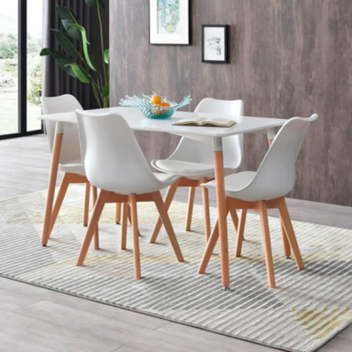 Foto 6 pulgar | Silla De Comedor Con Asiento Acolchado En Vinipiel Blanco Y Patas De Madera De Haya