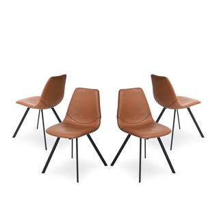 Foto 1 | Set De 4 Sillas Para Comedor Con Respaldo Y Asiento En Vinipiel Color Café Con Base De Metal Y Patas Negras