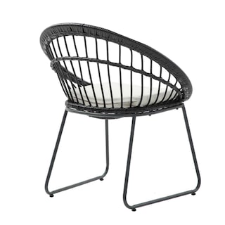 Foto 3 | Set De 4 Sillas Para Exterior Color Negro Con Asiento Acolchado Impermeable Y Estructura De Acero Y Ratán Sintético