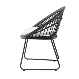 Foto 4 | Set De 4 Sillas Para Exterior Color Negro Con Asiento Acolchado Impermeable Y Estructura De Acero Y Ratán Sintético