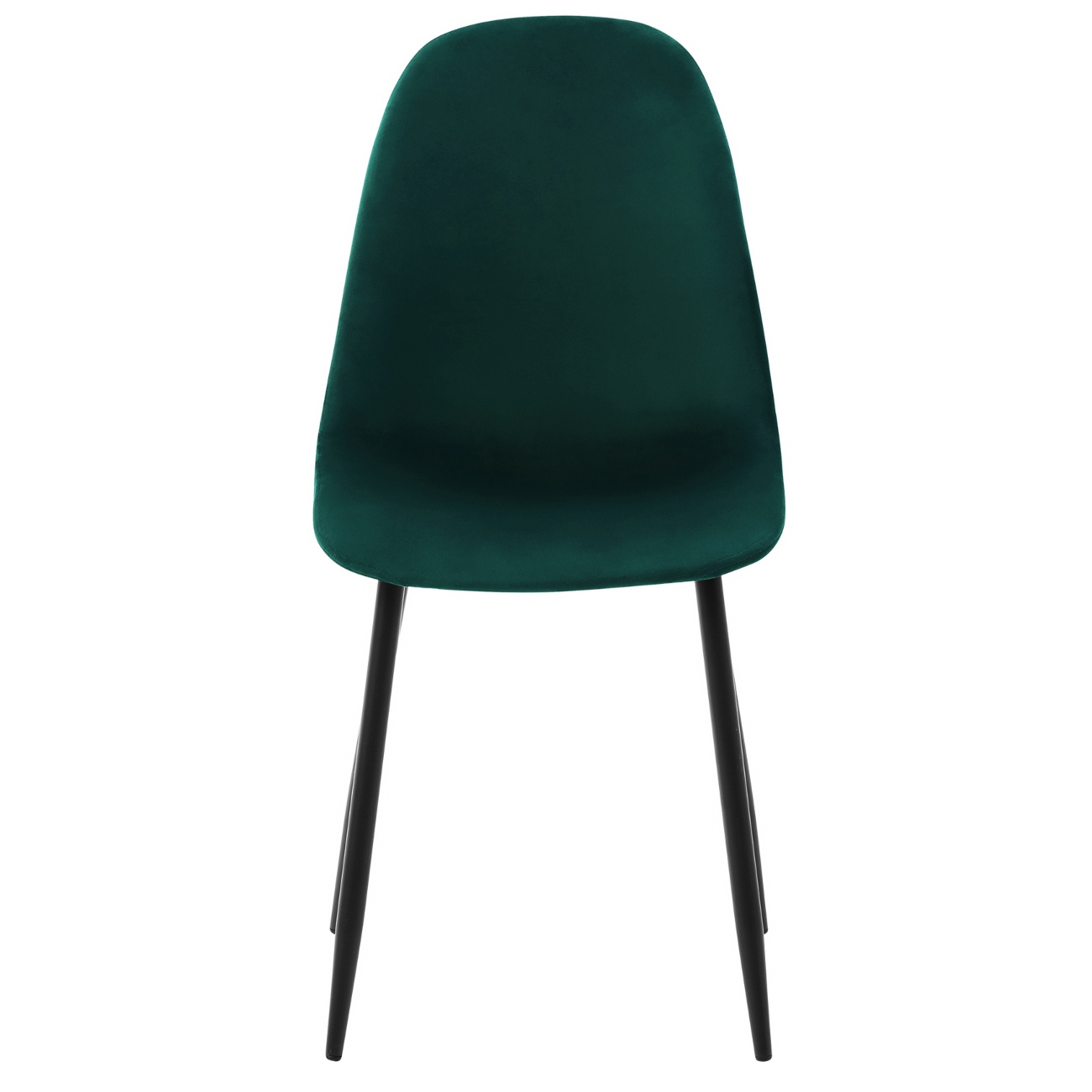 Silla De Comedor Verde Oscuro Con Asiento Y Respaldo En Terciopelo. Estructura De Metal Y Patas Negras