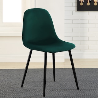 Foto 6 | Silla De Comedor Verde Oscuro Con Asiento Y Respaldo En Terciopelo. Estructura De Metal Y Patas Negras