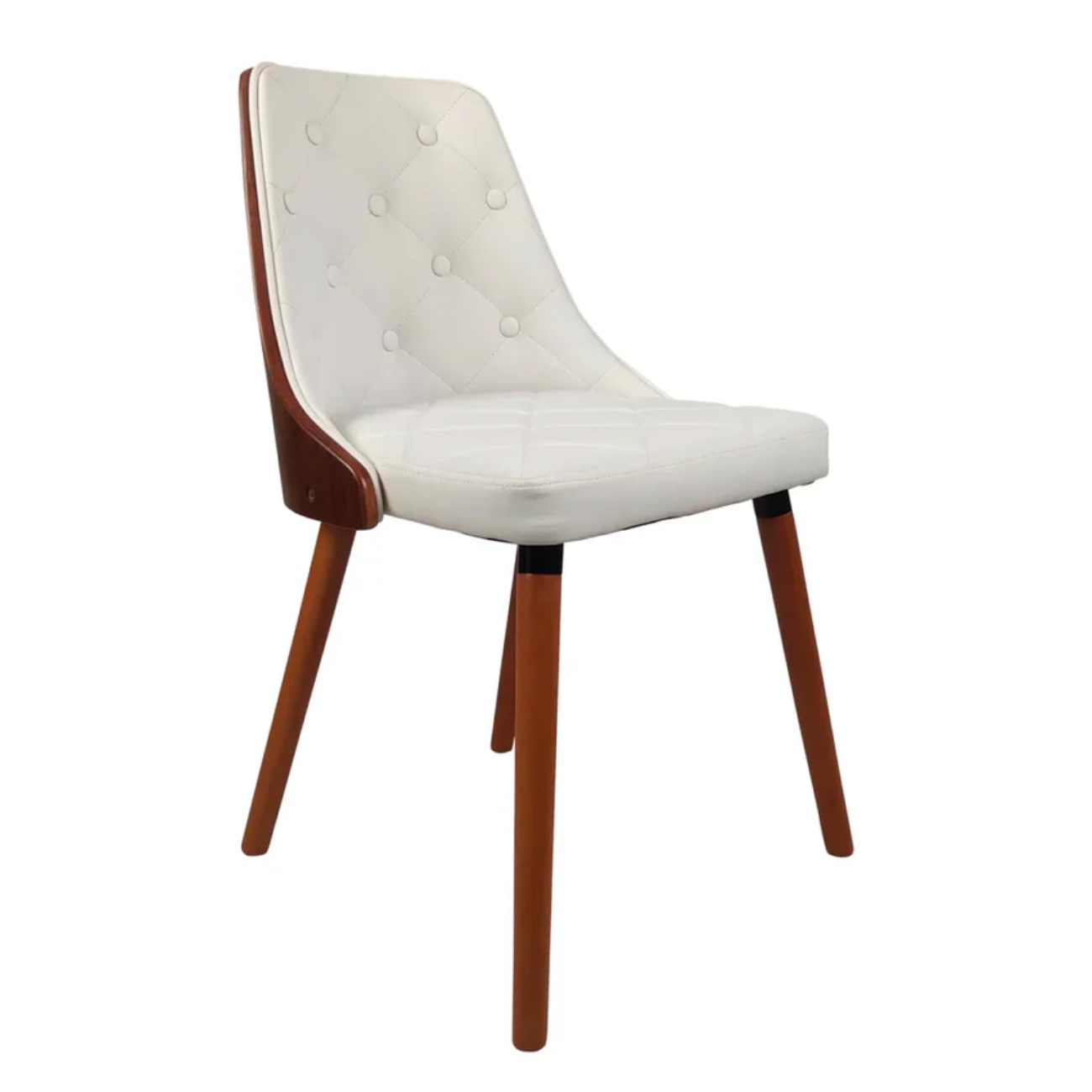 Foto 3 pulgar | Silla De Comedor Con Asiento Acolchado Tapizado En Cuero Sintético Blanco. Patas En Madera De Caucho