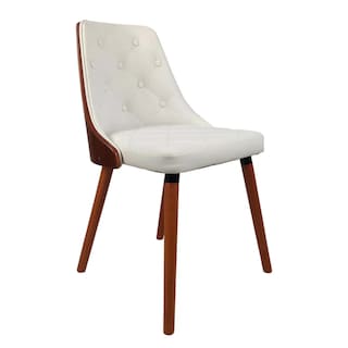Foto 2 | Silla De Comedor Con Asiento Acolchado Tapizado En Cuero Sintético Blanco. Patas En Madera De Caucho