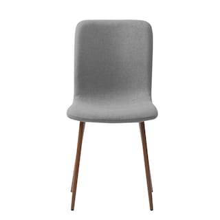 Foto 1 | Silla De Comedor Gris Con Patas De Metal Efecto Madera, Tapizada Con Tela Lino Y Estructura De Metal