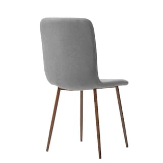 Foto 4 | Silla De Comedor Gris Con Patas De Metal Efecto Madera, Tapizada Con Tela Lino Y Estructura De Metal