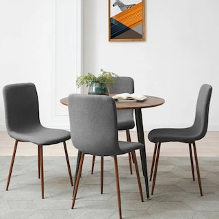 Foto 5 | Silla De Comedor Gris Con Patas De Metal Efecto Madera, Tapizada Con Tela Lino Y Estructura De Metal