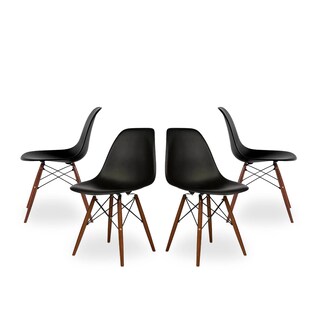 Foto 1 | Set De 4 Sillas Para Comedor Color Negro Y Nogal Con Patas De Madera De Haya Y Soporte De Metal