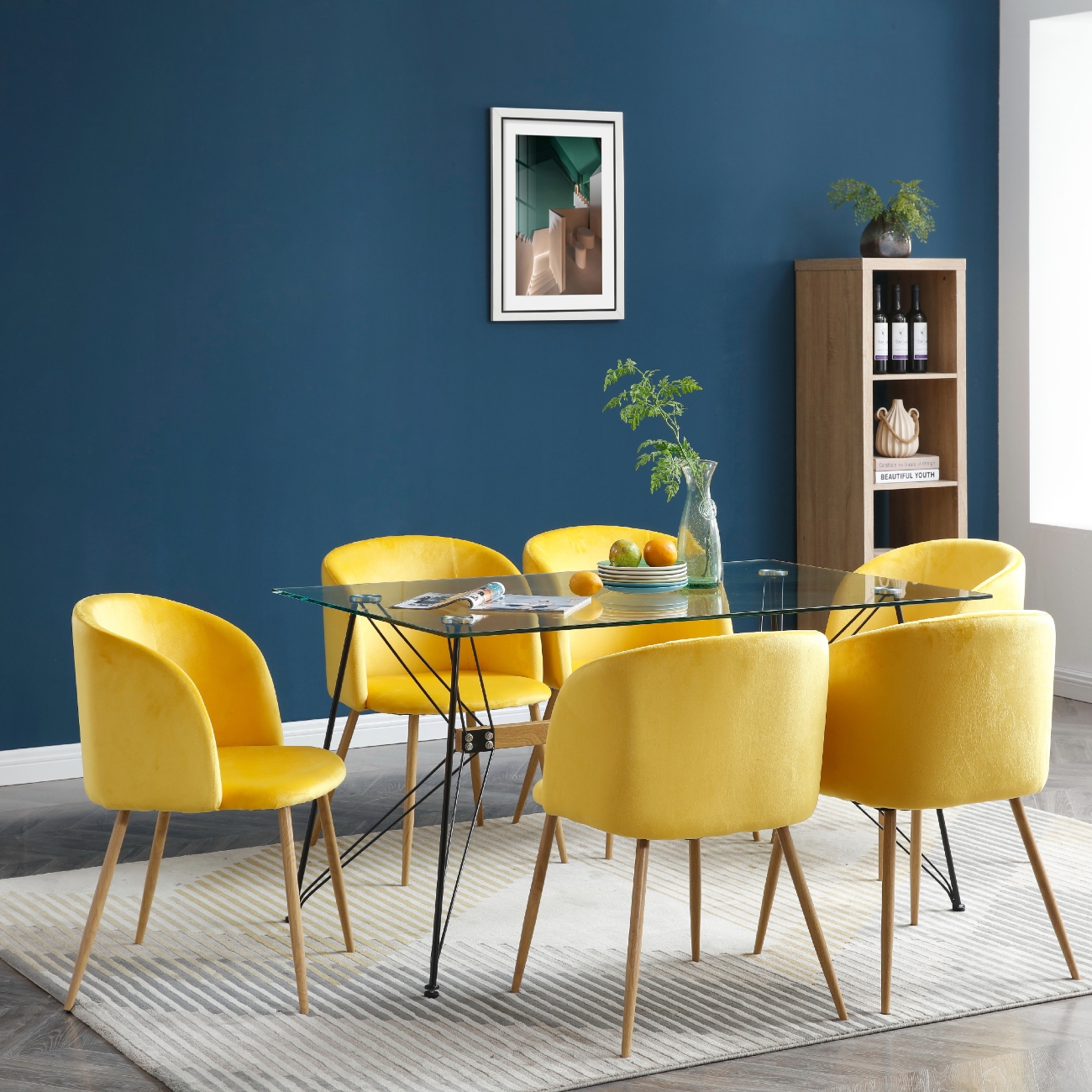 Foto 5 pulgar | Silla de Comedor en Terciopelo Alterego Amarillo