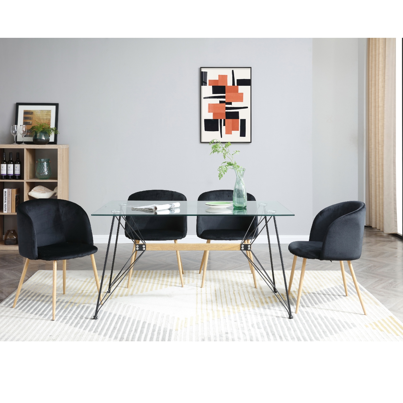 Foto 5 pulgar | Silla de Comedor en Terciopelo Alterego Negro