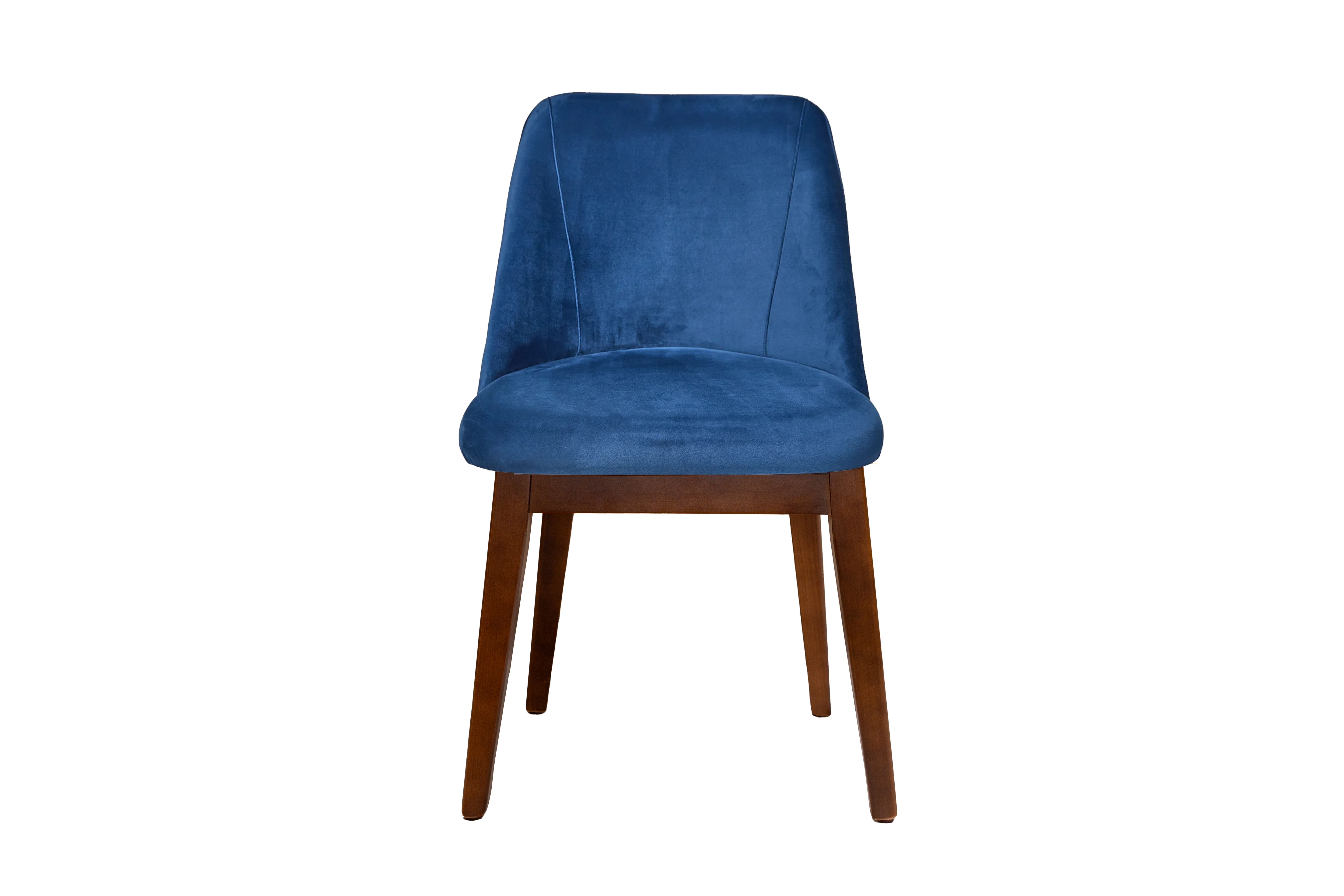 Silla Para Comedor Tapizada En Terciopelo Azul. Estructura De Madera