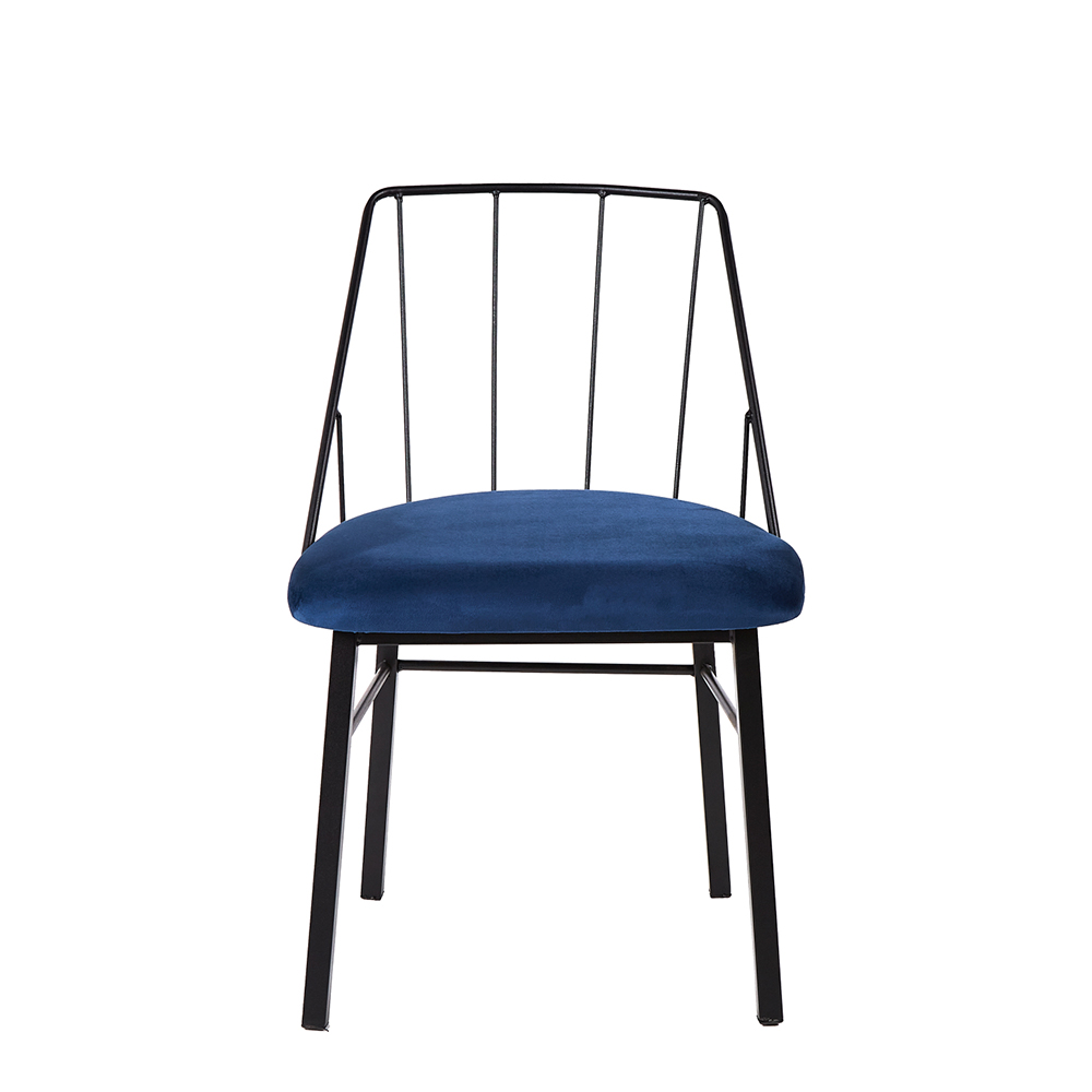 Foto 2 pulgar | Silla Para Comedor Tapizada Con Tela Azul Con Asiento Acolchado Y Estructura De Metal