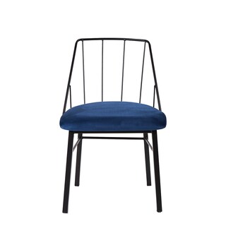 Foto 1 | Silla Para Comedor Tapizada Con Tela Azul Con Asiento Acolchado Y Estructura De Metal
