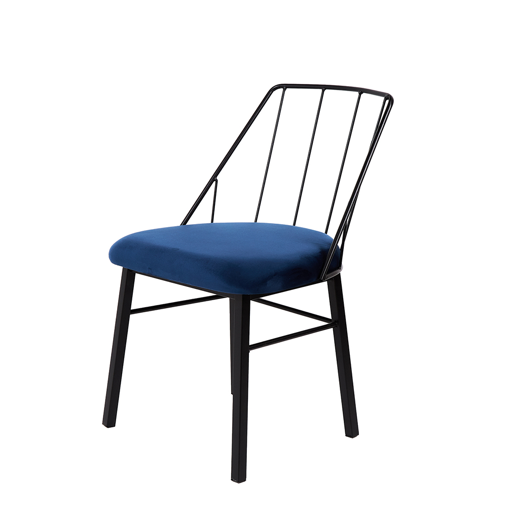 Foto 2 | Silla Para Comedor Tapizada Con Tela Azul Con Asiento Acolchado Y Estructura De Metal