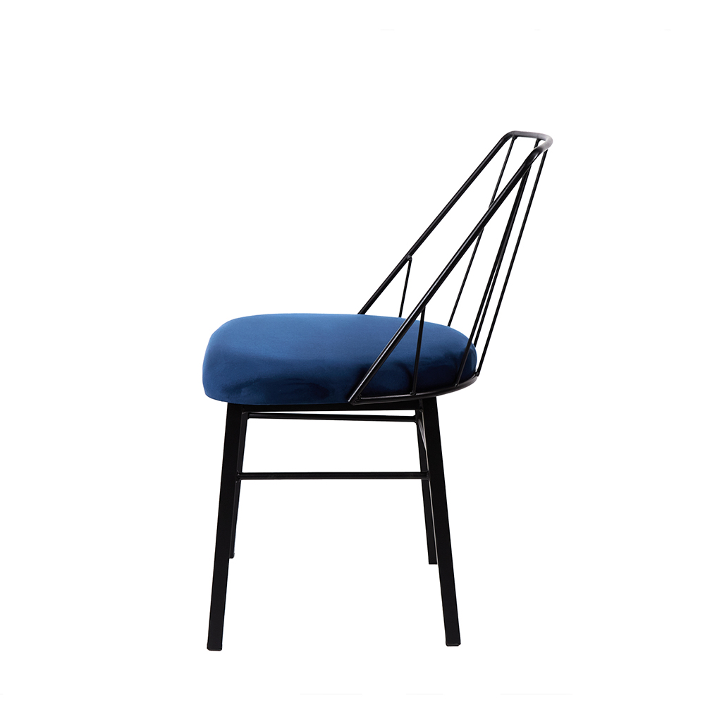 Foto 4 pulgar | Silla Para Comedor Tapizada Con Tela Azul Con Asiento Acolchado Y Estructura De Metal