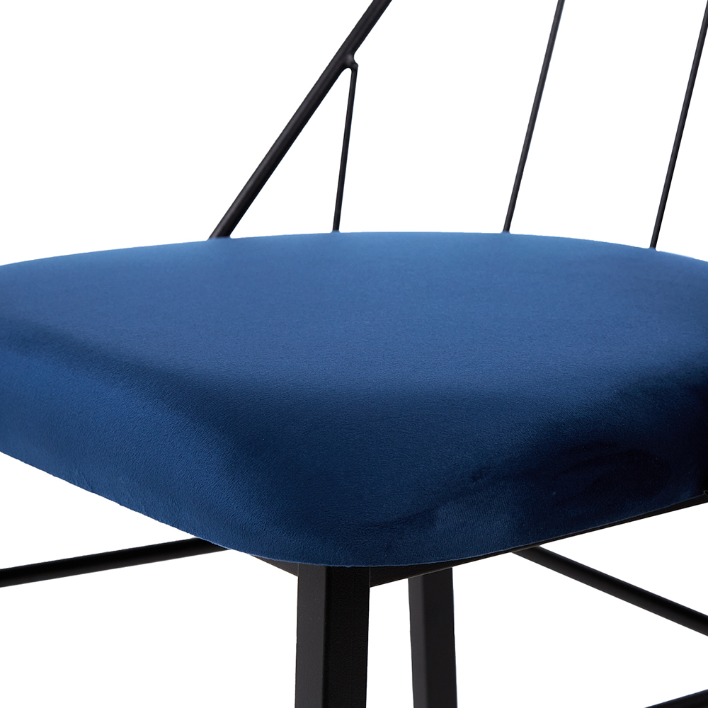Foto 5 pulgar | Silla Para Comedor Tapizada Con Tela Azul Con Asiento Acolchado Y Estructura De Metal