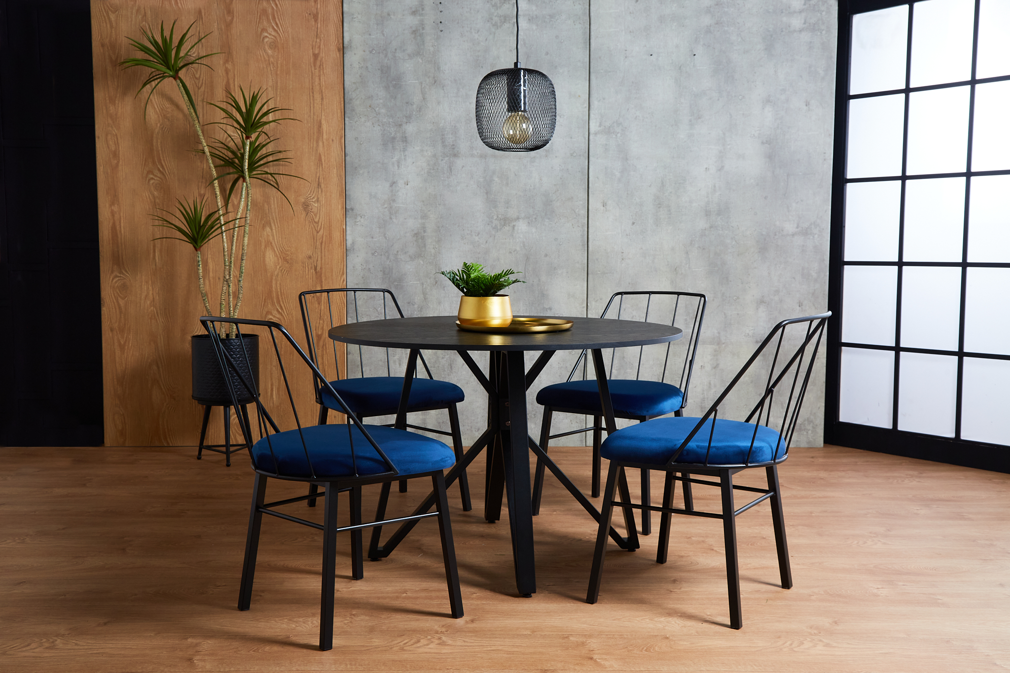 Foto 6 pulgar | Silla Para Comedor Tapizada Con Tela Azul Con Asiento Acolchado Y Estructura De Metal