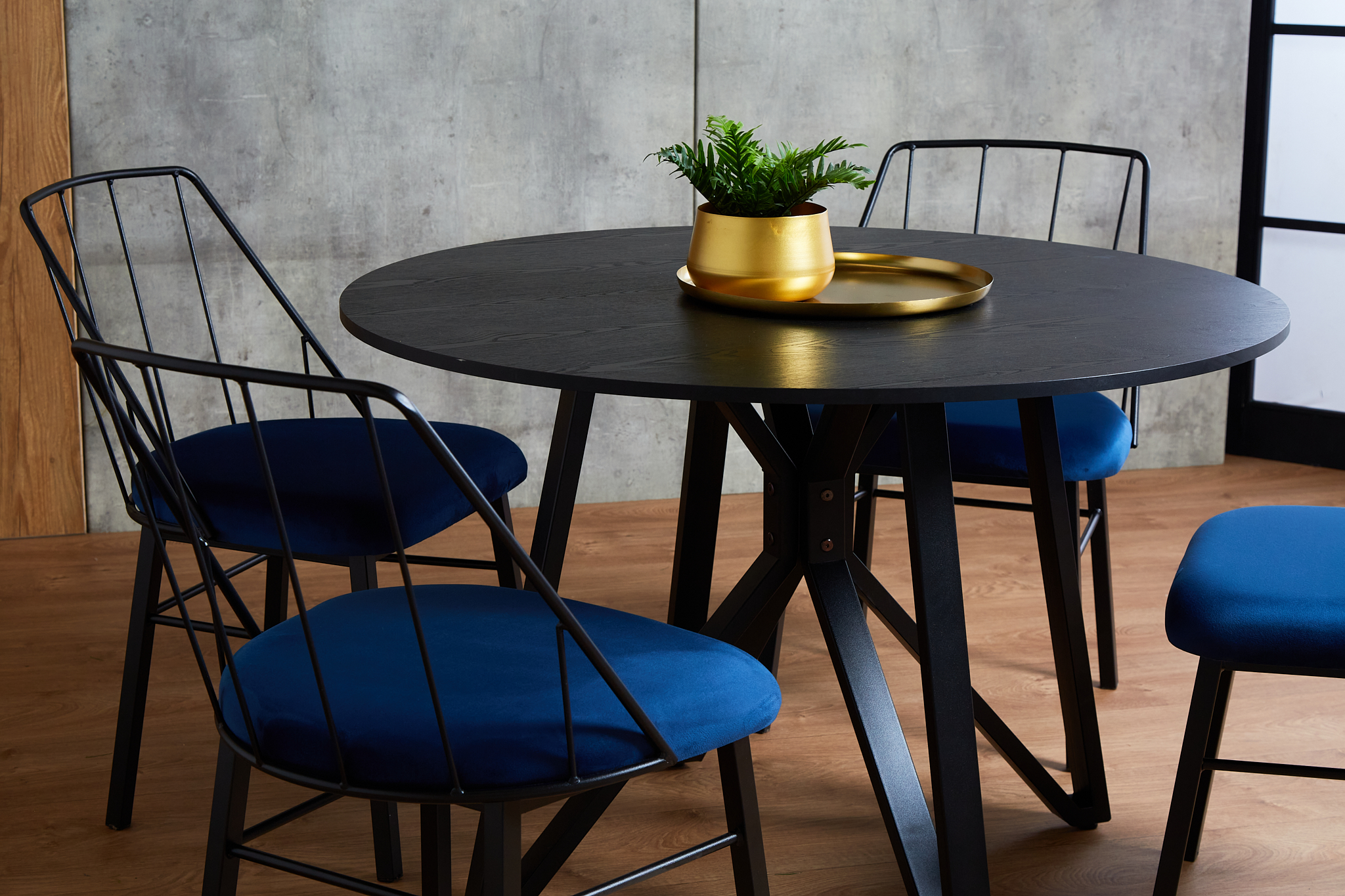 Foto 7 pulgar | Silla Para Comedor Tapizada Con Tela Azul Con Asiento Acolchado Y Estructura De Metal