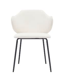 Foto 1 | Silla Tapizada En Tela Beige Con Asiento Acolchado De Hule Espuma Y Patas De Metal Negras