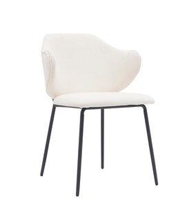 Foto 2 | Silla Tapizada En Tela Beige Con Asiento Acolchado De Hule Espuma Y Patas De Metal Negras